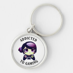 Porte-clés Addicité au jeu   Cute Kawaii Girl Gamer