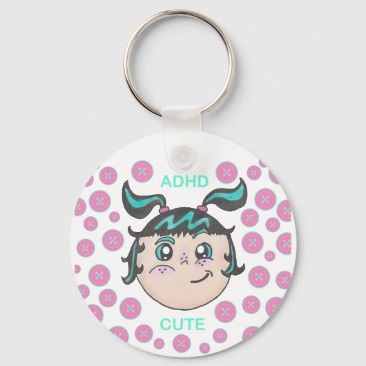 Porte-clés ADHD keychain with "ADHD Cute" illustration (Recto)