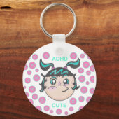 Porte-clés ADHD keychain with "ADHD Cute" illustration (Recto)