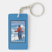 Porte-clés Admirer de skieur - loge de Timberline, Orégon (Dos)