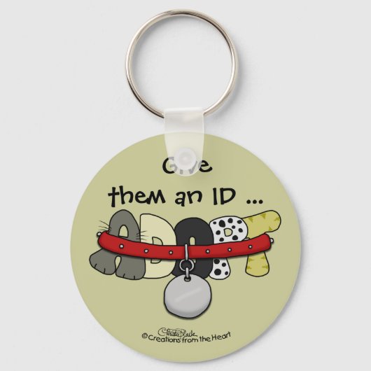Porte-clés ADOPT avec collier-Donnez-leur une pièce d'identit (Recto)