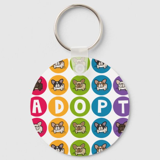 Porte-clés Adopter Rainbow Frenchie (Recto)