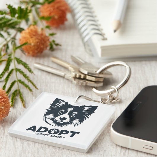 Porte-clés Adoptez, n'achetez pas 3 (Devant Droit)