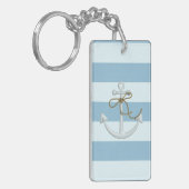 Porte-clés Adorable Ancre sur les rayures bleu clair et blanc (Devant gauche)
