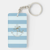 Porte-clés Adorable Ancre sur les rayures bleu clair et blanc (Dos)
