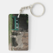 Porte-clés Adorable Âne À Côté Du Banc Vert Bois (Dos)
