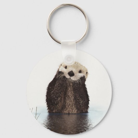 Porte-clés adorable animal de loutre moelleuse mignonne (Recto)