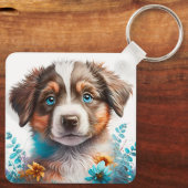 Porte-clés Adorable Berger Australien Chien Chien Chien Chien (Verso)