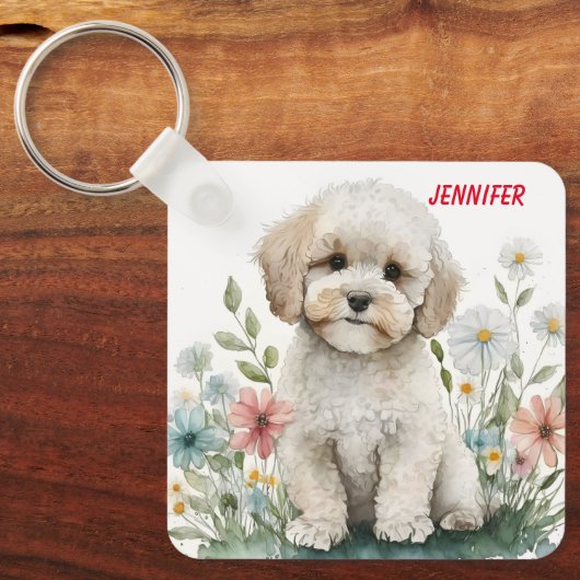 Porte-clés Adorable caniche de caniche (Recto)