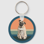 Porte-clés Adorable Carlin chien Arrière - plan rétro (Recto)