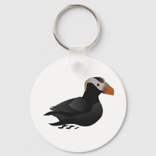 Porte-clés Adorable Crested Puffin Cartoon Natation