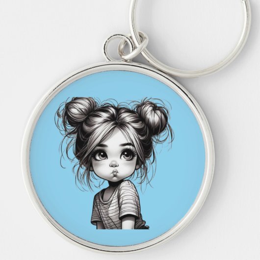 Porte-clés Adorable Fille de Noël avec chatte - Idée cadeau m (Devant)