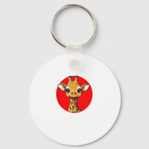Porte-clés Adorable Giraffe Face Big Eyed Cartoon Art