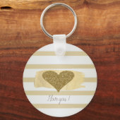 Porte-clés Adorable Gold Parties scintillant Coeurs Stripes-J (Recto)