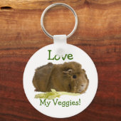 Porte-clés Adorable Guinée Cochon Mange Céleri Photographie (Recto)