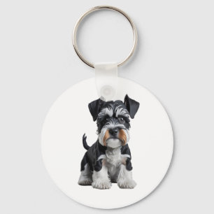 Porte-clés Adorable HD miniature Schnauzer Portrait de chiot 