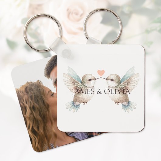 Porte-clés Adorable Hummingbirds Ajouter un nom photo Porte -