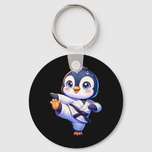 Porte-clés Adorable Karate Penguin Crane Kick Pose