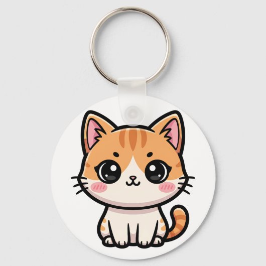 Porte-clés Adorable Kawaii Ginger Cat Illustration (Recto)