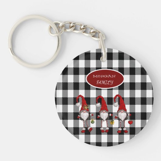 Porte-clés Adorable Mignonne Gnomes Buffalo Plaid (Devant)