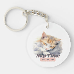 Porte-clés Adorable "Nap Time All Time" Chat