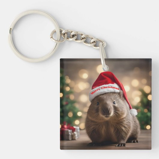 Porte-clés adorable Noël Wombat, (Devant)