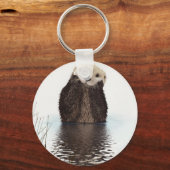 Porte-clés Adorable Otter souriant dans le lac (Recto)