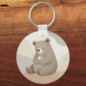 Porte-clés Adorable Ours Brun à la Marguerite - Aquarelle (Verso)