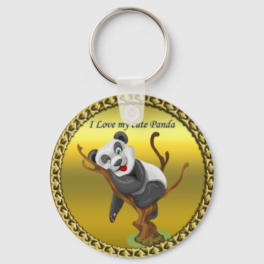 Porte-clés Adorable ours de panda mignon dormant dans un arbr (Recto)