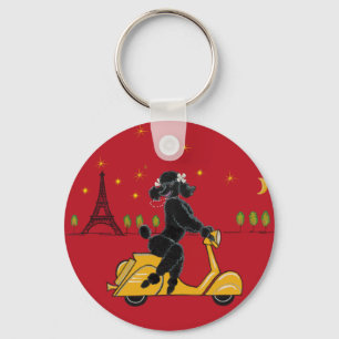 Porte-clés Adorable Poodle Noir sur un à Paris