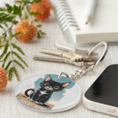 Porte-clés Adorable Porte - clé de chat noir (Devant droit)