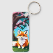 Porte-clés Adorable Renard assis sous l'arbre (Verso)