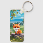 Porte-clés Adorable Renard assis sous l'arbre (Verso)