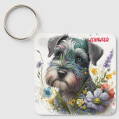 Porte-clés Adorable Schnauzer Chien Chien Chien (Recto)
