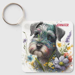 Porte-clés Adorable Schnauzer Chien Chien Chien