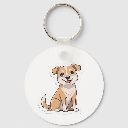 Porte-clés adorable souriant doux chien errant (Recto)