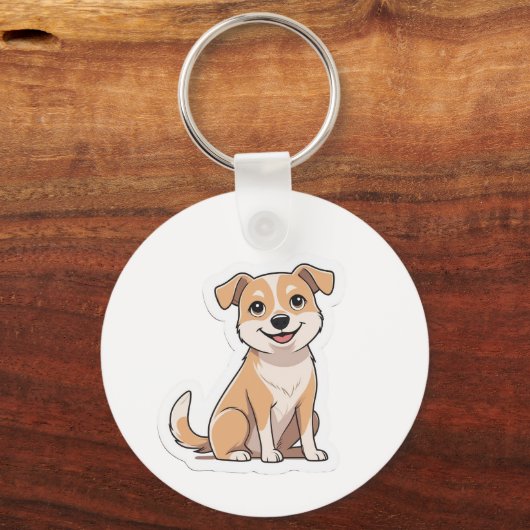 Porte-clés adorable souriant doux chien errant (Recto)