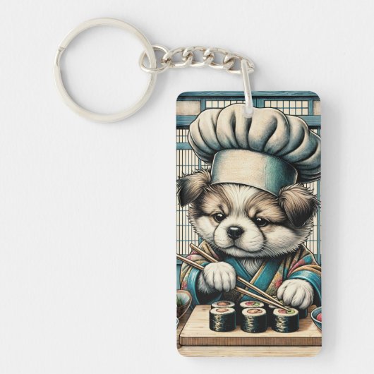 Porte-clés Adorable Sushi Chef Chiot (Devant)