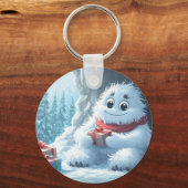 Porte-clés Adorable Yeti avec cadeaux de Noël dans une grotte (Verso)