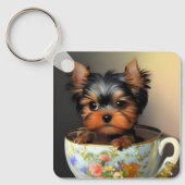 Porte-clés Adorable Yorkie Dans Un Tea (Recto)