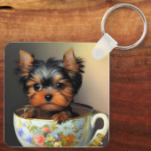 Porte-clés Adorable Yorkie Dans Un Tea (Verso)