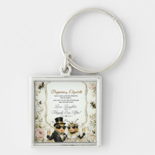 Porte-clés Adorables abeilles, élégant mariage floral