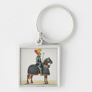 Porte-clés Adoubez dans l'armure sur son cheval, plat 'd'un