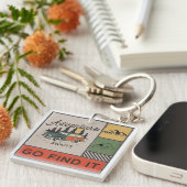 Porte-clés Adventure Await Go Find It Retro Camping Travel (Devant Droit)