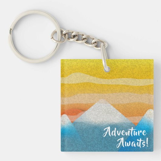 Porte-clés Adventure Await Mountain Sunset (Devant)