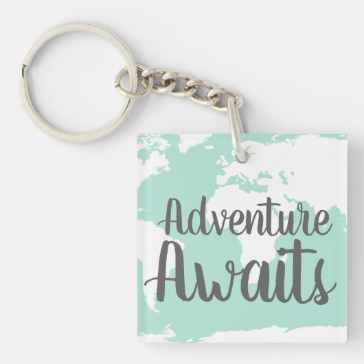 Porte-clés Adventure Await World Map & Mint (Devant)