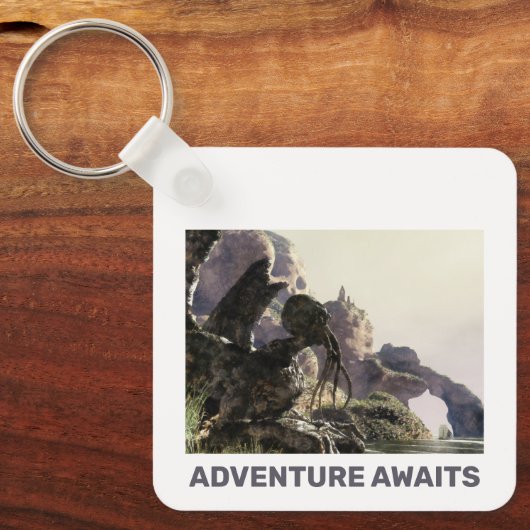Porte-clés Adventure Awaits. Fantasy landscape (Recto)