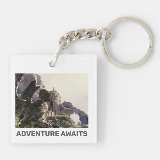 Porte-clés Adventure Awaits. Fantasy landscape (Dos)