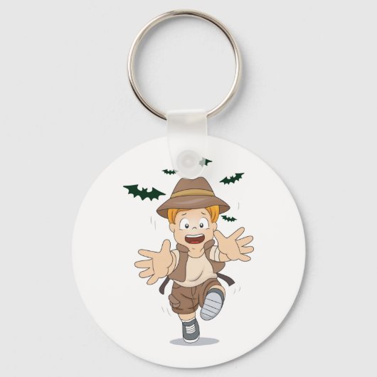 Porte-clés Adventure Explorer Kid Running from Bats (Recto)