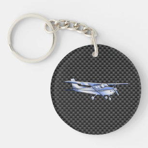 Porte-clés Aéronef Chrome Comme Cessna Black Carbon Fibres